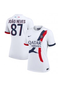 Paris Saint-Germain Joao Neves #87 Fotballdrakt Borte Klær Dame 2024-25 Korte ermer